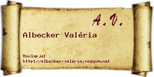 Albecker Valéria névjegykártya